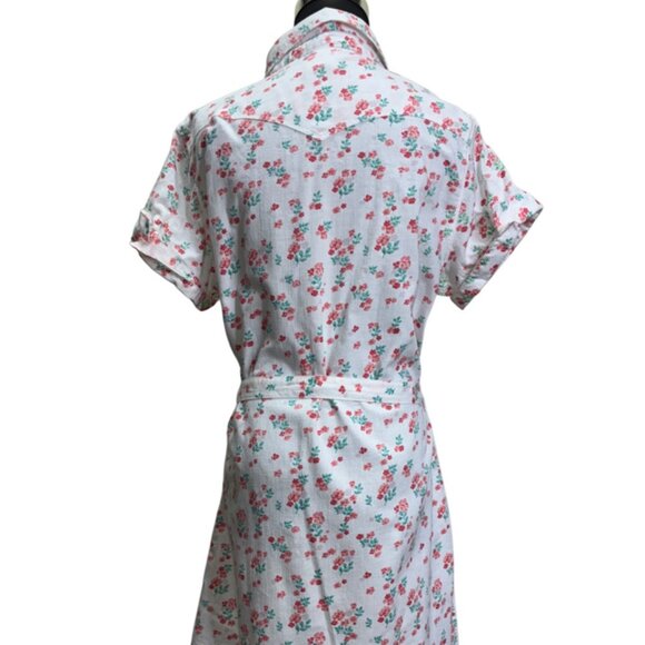 NWOT Levis Snap Front Dress Short Sleeve White/Floral Belted Cotton Sz 12 .e - Picture 2 of 8